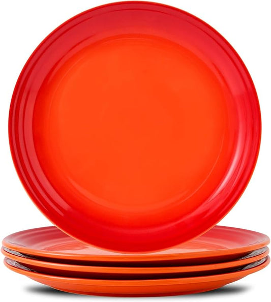 Hasense Ceramic Dinner Plates Set of 4, 10 Inch Premium Dinnerware Dishes,Salad Serving Plates Elegant & Durable, Oven, Microwave & Dishwasher Safe, Perfect for Family and Entertaining,Gradient Orange