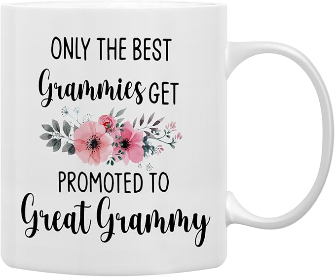 QASHWEY Grammy Coffee Mug, Grammy Gift, Grandma Mug, Grandma Gifts, Grandma Pregnancy Announcement, Tea Cup Gifts for Grandma Grammy, Promoted to Great Grammy Coffee Cups Ceramic 11oz