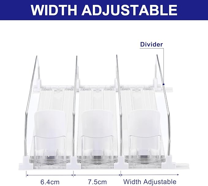 uxcell 3pcs Soda Can Organizer for Refrigerator, Self-Pushing Drink Organizer for Fridge, Width Adjustable Drink Dispenser Beverage Pusher For Pantry Vending Machine, White