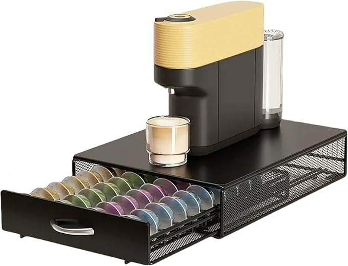 40 Coffee Pod Drawer, K Cup Holder，Coffee Capsule Storage Organizer，Black