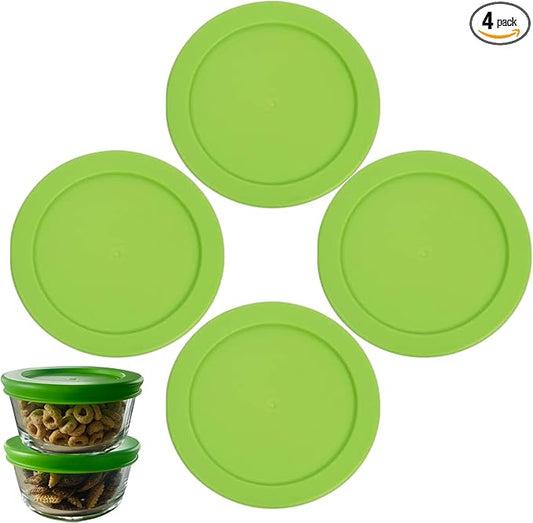 4 Cup/950 mL Spring Green Replacement Lids/Covers for Pyrex 7201-PC, 4 Cup/32oz Anchor Hocking & Klare Ware Storage Bowls *Lids Only* - *Glass Container Not Included* (4 Pack, Spring Green)