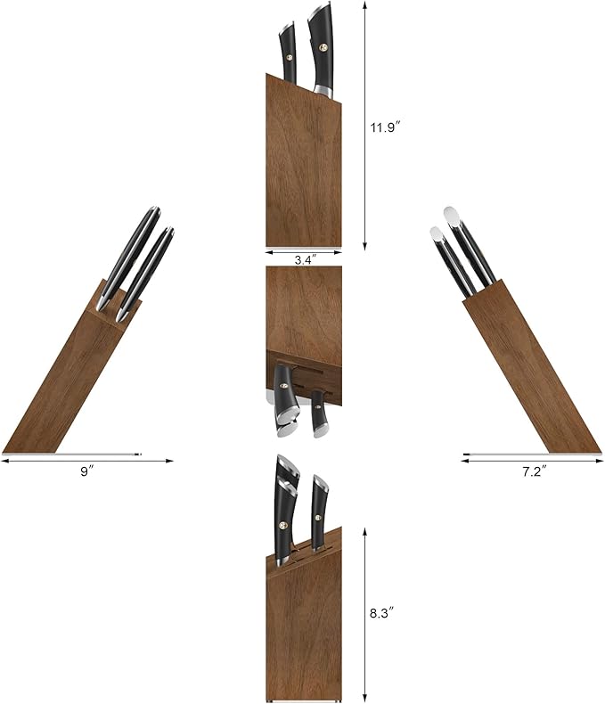 Cangshan ELBERT Series German Steel Forged 4-Piece HUA Knife Block Set, Acacia (Black)