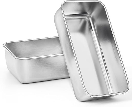 Onader 2 Pack Bread Loaf Pans, 9 x 5 Inch Stainless Steel Deep Meatloaf Pan for Baking