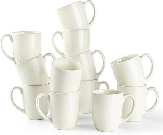 AmorArc 12 OZ Coffee Mugs, Matte Coffee Cups with Large Handle for Man, Woman, Ceramic Coffee Mugs Set of 12 for Latte/Cappuccino/Cocoa/Milk, Dishwasher & Microwave Safe