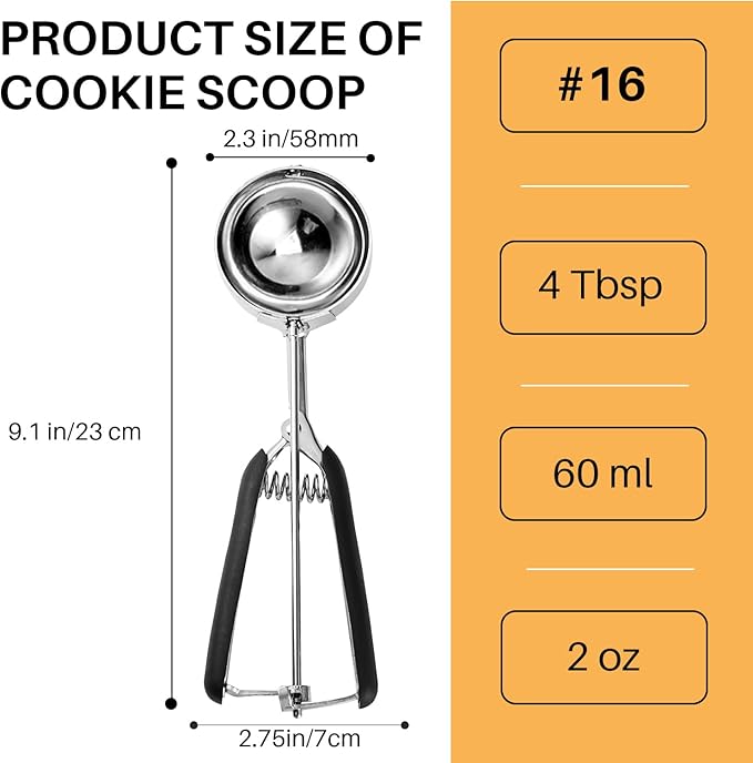 Cookie Scoop 4 Tablespoon, 2 OZ Cookie Scoops for Baking, Muffin Scoop For Baking, Comfortable Grip, Non-Slip, For Making Cookie Muffin Cupcake Pancake Ice Cream Meatball