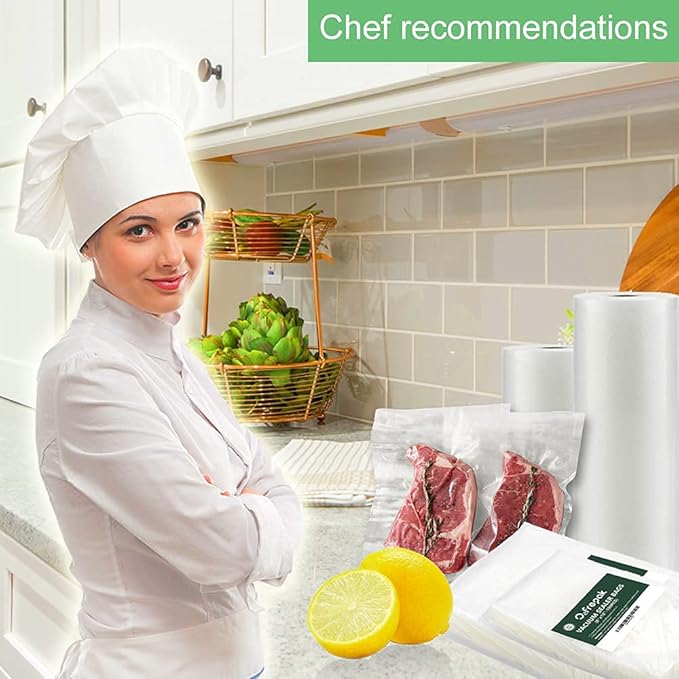 O2frepak (Total 150Feet) 8” x 150’ Rolls Vacuum Sealer Bags Rolls with BPA Free,Heavy Duty Vacuum Food Sealer Storage Bags Rolls,Cut to Size Roll,Great for Sous Vide