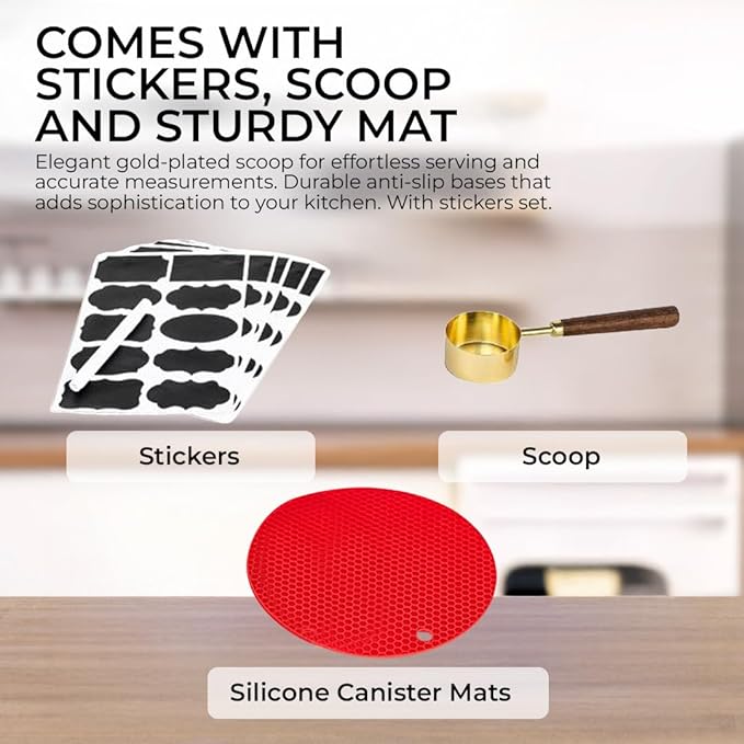 Ceramic Canister Set for the Kitchen Set of 2 - 94/52 Oz - Food Storage Containers, Airtight Bamboo Lid, Decorative Flour Sugar Coffee Canister, Food Container for Coffee, Flour, Sugar, Cookie Jar