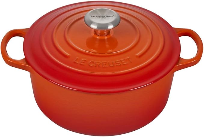 Le Creuset 5-Piece Oven & Stovetop Cookware Bundle - 4.5QT Round Dutch Oven, 8QT Covered Stockpot, 10" Toughened Nonstick Pro Fry Pan - Flame