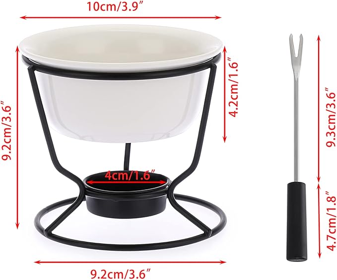 Ceramic Butter Warmer Set, Fondue Pot Melting Pot Set, Melt Hot Pot Round Bowl Set For Cheese Chocolate Butter Caramel, with 2 Dipping Forks