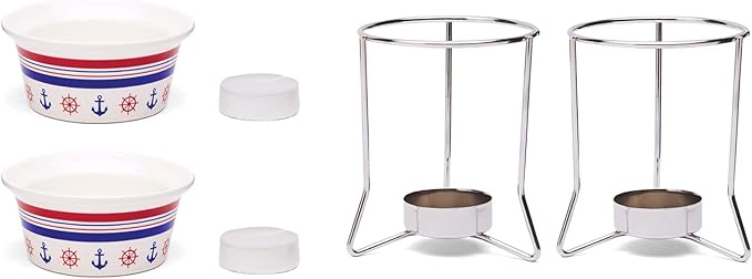 Nantucket Seafood Ceramic Butter Warmers, Nautical Design, Set of 2