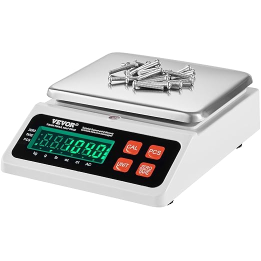 VEVOR Industrial Counting Scale, 10 kg x 0.1 g, Digital Scale for Parts and Coins, g/kg/lb/oz/ct Units, Electronic Gram Scale Inventory Counting Scale Kitchen Jewelry Counting Scale with LED Screen