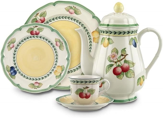 Villeroy & Boch French Garden Fleurence Teapot, 34 oz, Premium Porcelain, White/Multicolored