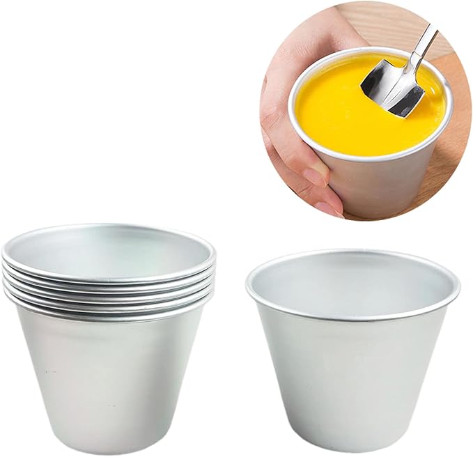 Mantouxixi 6 Packs Pudding Tin Cup, Aluminium Popover Pan Baking Maker, Individual Muffin Chocolate Molten Brownie Tumbler Raspberry Souffle Cupcake Molds - 3"x 2.2"
