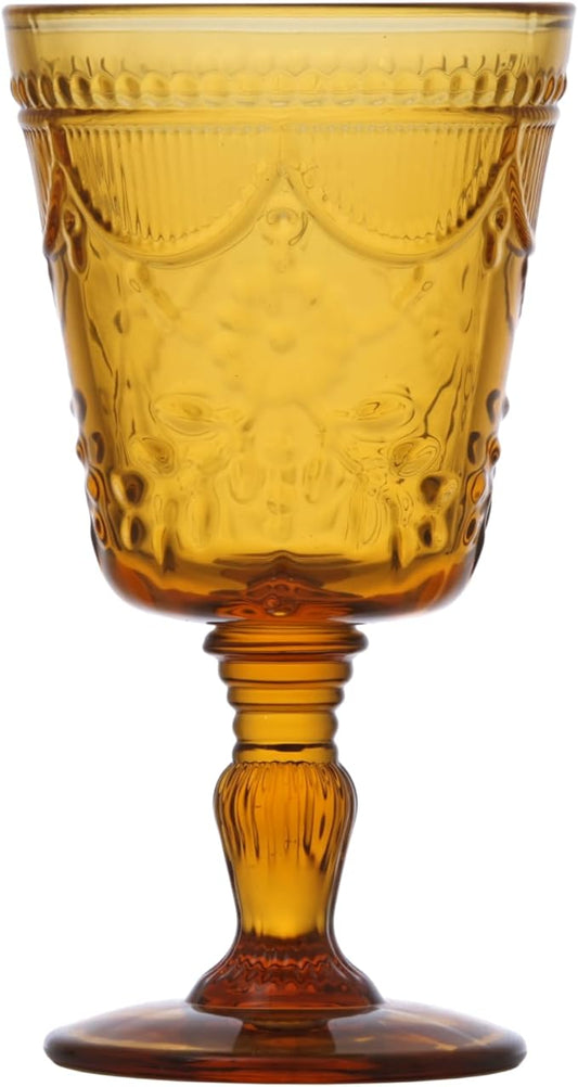 FORTESSA Debutante Vintage Themed Glassware, 10 Ounce Water Goblets (Set of 6), Dishwasher-Safe Water Glasses, Amber