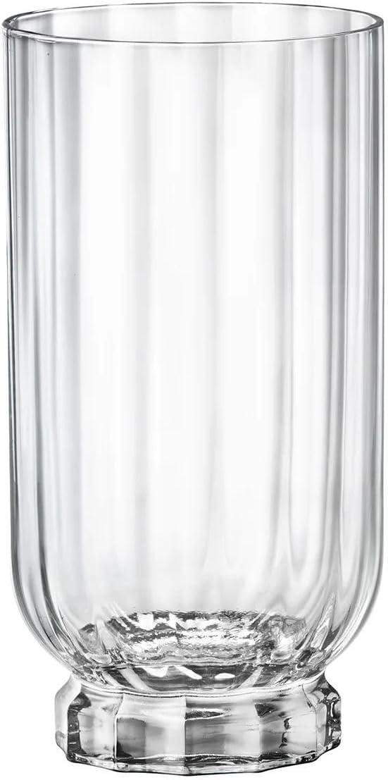 Bormioli Rocco Florian 14.5 oz. Highball Cocktail Beverage Drinking Glasses, Clear, Set of 4