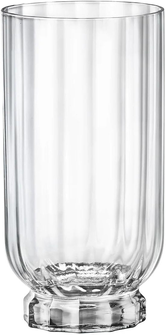 Bormioli Rocco Florian 14.5 oz. Highball Cocktail Beverage Drinking Glasses, Clear, Set of 4