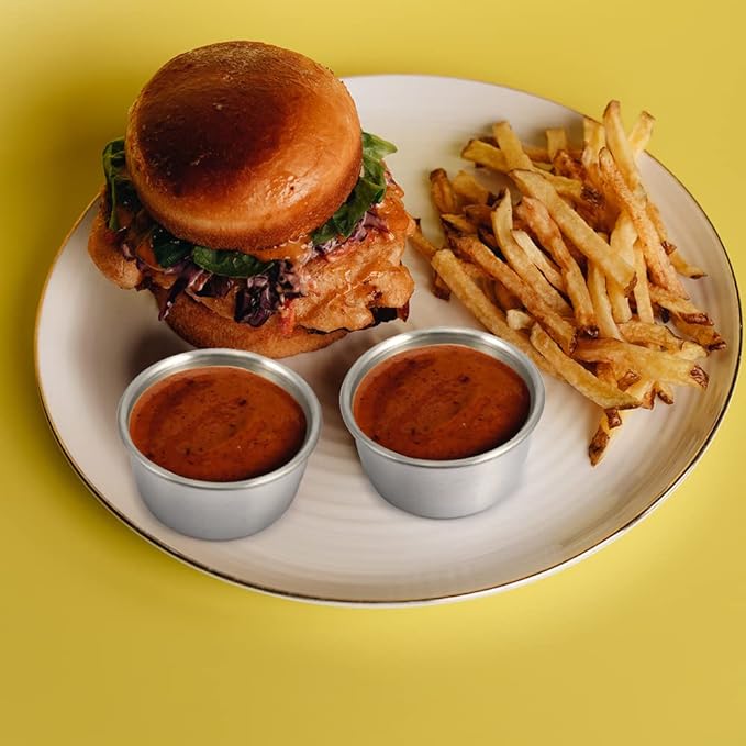 Ramekin Sauce Dipping Bowl Mini Sauce Cups Pudding Condiment Cups for Home Party Stainless Steel (Sliver 12 Pack 50ml)