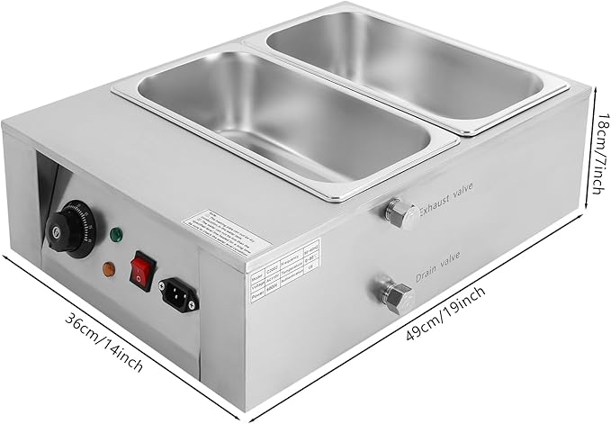 Chocolate Tempering Machine 77-185°F Commercial Chocolate Melting Pot 17.64 lbs Stainless Steel Food Warmer Chocolate Fondue with Lid for Restaurant Home Party (2 Pots)