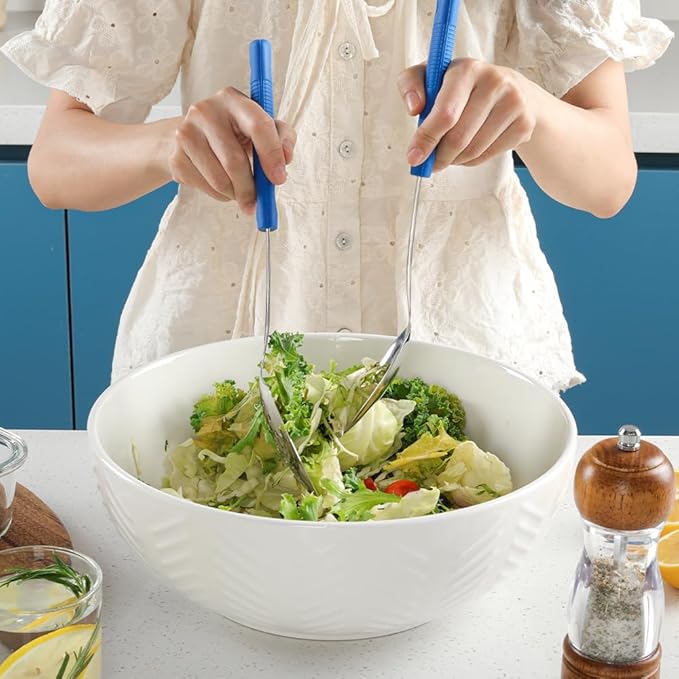 2-Piece,Stainless Steel Serving spoons set with Slotted Spoon.Serving Spoon and Perforated Spoon, kitchen cooking serving utensils set cooking spoon-blue