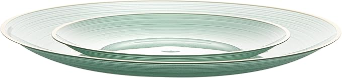 Restaurantware Plastic Plates 40 Pcs 7.13" and 10" Combo Gold Rimmed Plate Set Disposable Heavy-Duty Green Translucent Rippled Plastic Dinner Servers for Party, Weddings, Salads, Desserts
