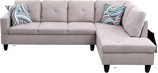 NicBex L Shaped Couch Sectional Couches for Living Room 2 Pieces Modern Sectional Sofa with Right Chaise Sectional Couch with Solid Frame for Living Room, Flannelette, Off-White
