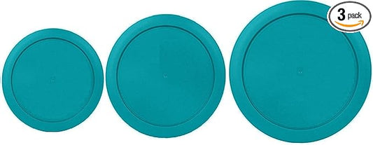 2, 4 & 7 Cup Turquoise Replacement Lids/Covers for Pyrex, Anchor Hocking & KlareWare Storage Bowls *Lids Only Glass Container Not Included* (3 Pack *One of Each Size*)