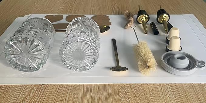 Oudizz Coffee Syrup Dispenser Set 2 Pcs - 200ml Syrup Dispenser Glass With Metal Pour Spout for Coffee Bar for Kitchen