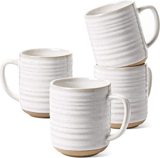 LE TAUCI Coffee Mugs 12 oz, Ceramic Coffee Cups for Latte, Hot Tea, Cappuccino, Mocha, Cocoa, Housewarming Wedding Present Mug Set - Set of 4, Arctic White
