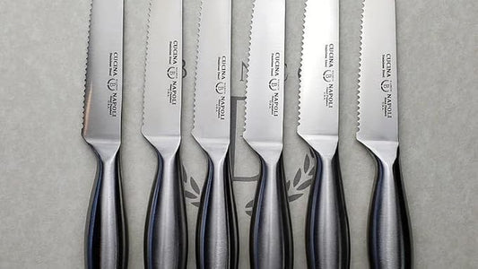 Hand Sharpened Steak Knives | 6-Piece Set | High Carbon Stainless Steel | Made in USA | Serrated Steak Knives