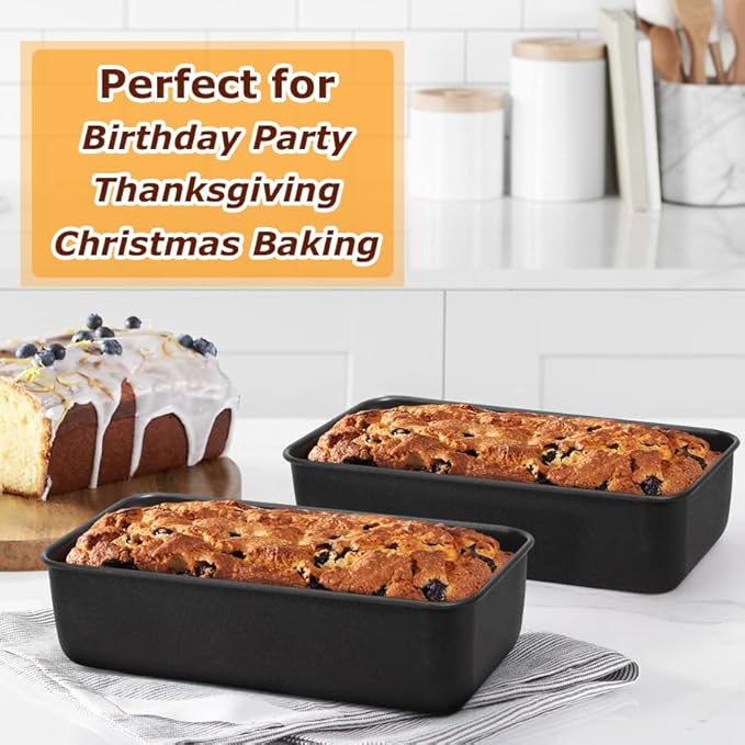 LIANYU 2 Pack Bread Loaf Pan for Baking, 9×5 Inch Nonstick Stainless Steel Bread Baking Loaf Pan, Meatloaf Tin for Homemade Banana Sourdough, Dishwasher Safe