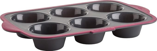 Trudeau Structure Silicone Pro Muffin Pan, 6, Grey/Burgundy (09912093)