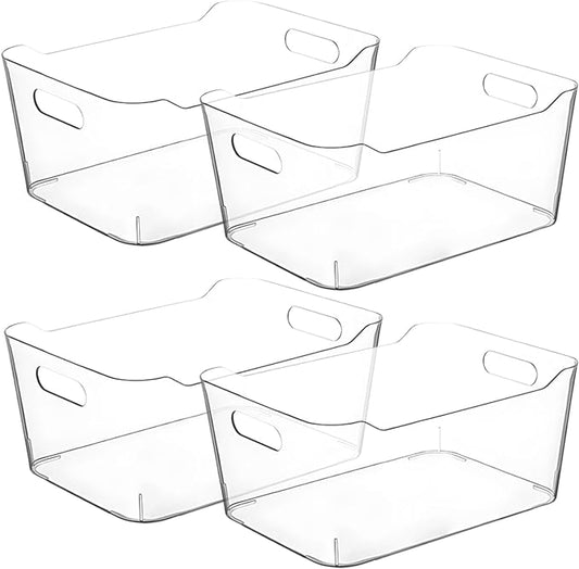 Clear Storage Bins, Pantry Organizers and Storage Containers Fridge Organizer Bins Kitchen Organization Cabinet Organizer Bin for organizing Cleaning Supplies Home Kitchen Refrigerator Containers