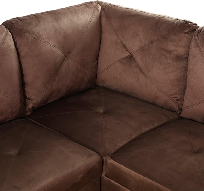 NicBex L Shaped Couch Sectional Couches for Living Room 2 Pieces Modern Sectional Sofa with Right Chaise Sectional Couch with Solid Frame for Living Room, Microfiber, Brown