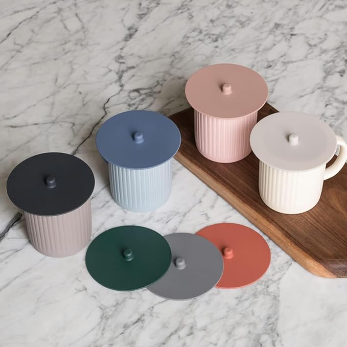 Carrotez 2 Pack Silicone Cup Cover Lids, 4.3 Inch Mug Covers, Reusable Silicone Coffee and Tea Cup Lids - Orange