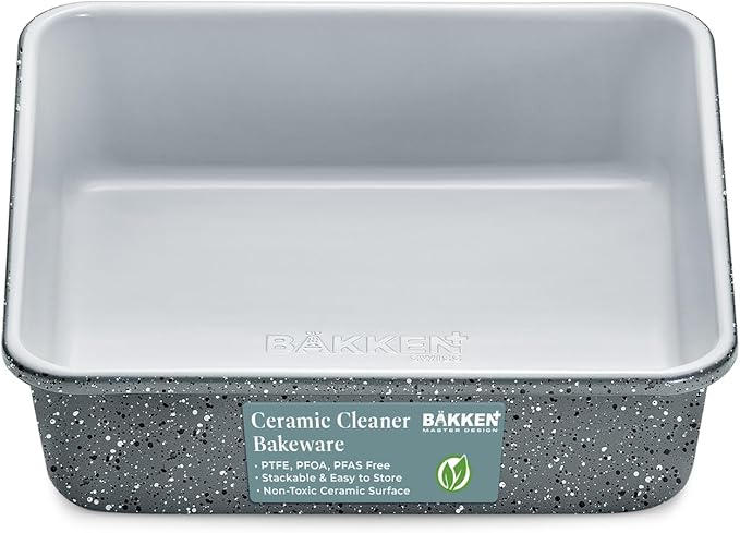 Square Cake Pan - Aluminized Steel, Ceramic Non-Stick Coating, Non-Toxic, Ideal Size, Heavy-Duty, Elevate Your Baking with Durability and Style!