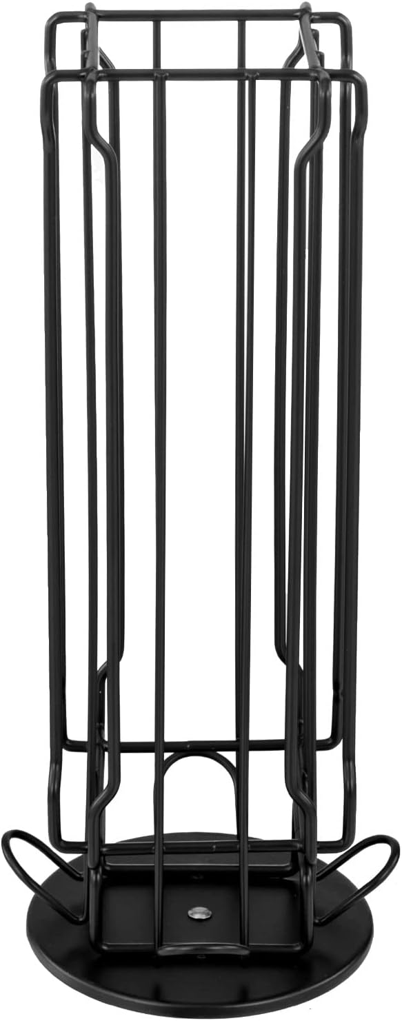 MyGift Black Metal Coffee Pod Capsule Holder Stand Rotating Carousel, Compatible with Vertuoline Pod, Coffee Bar Organizer Rack - Holds 20 Capsules