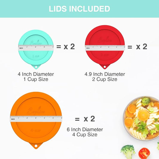 Sophico Round Silicone Storage Cover Lids Replacement for Anchor Hocking and Pyrex Glass Bowls (Container not Included) (MIX-6 PACK)