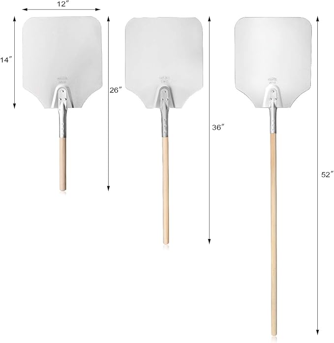 New Star Foodservice 50172 Aluminum Pizza Peel, Wooden Handle, 12 x 14 inch Blade, 52 inch overall