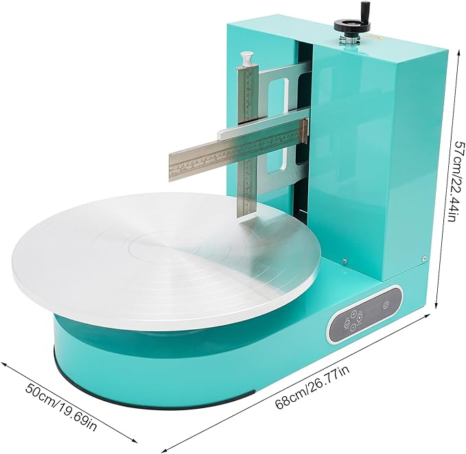 Automatic Cake Decorating Machine, Electronic Cream Coating Spreading Smooth Machine with Graduated Scraper 0-320RPM Rotating Speed,Cake Bread Spreader Machine for 4-16inch Cakes,Green