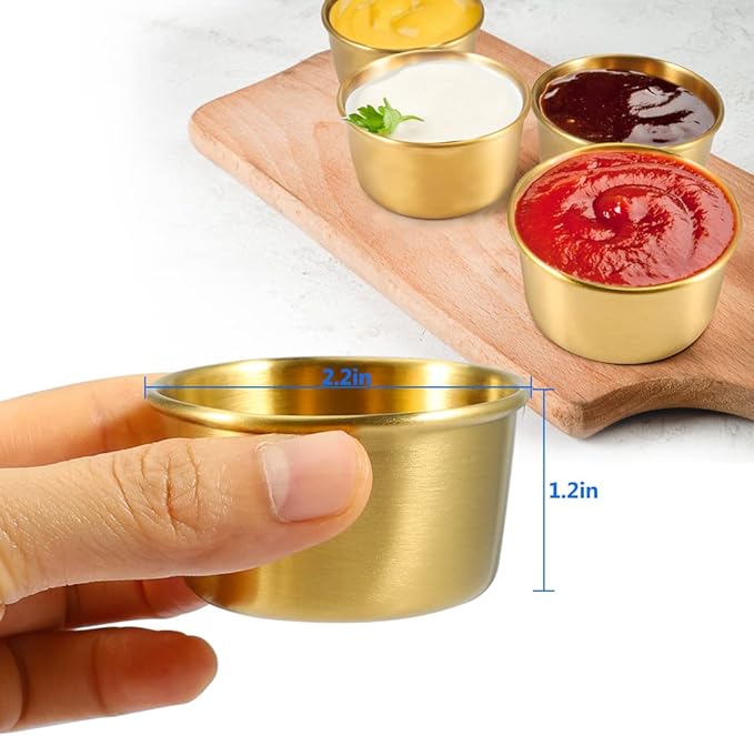 Ramekin Sauce Dipping Bowl Mini Sauce Cups Pudding Condiment Cups for Home Party Restaurant (Golden 12PCS 60ml)