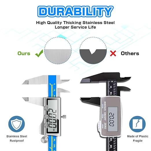 Caliper Measuring Tool Digital Caliper Industrial Quality Precision Electronic Vernier Caliper Inch/Millimeter Measurement Micrometer for Jewelry - Accuracy Ip54 Waterproof Caliper Measure Tool