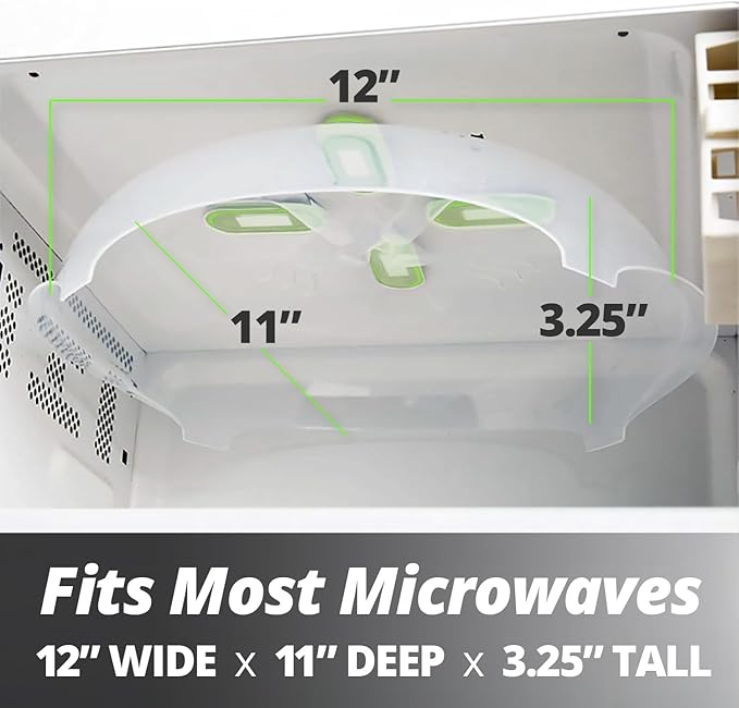 HOVER COVER Magnetic Microwave Cover for Food | Clear Microwave Splatter Cover | Microwave Plate Cover with Steam Vents | Food Grade Dish Cover | BPA-Free | Dishwasher Safe | Green