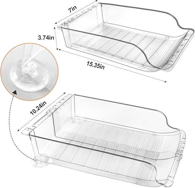 Soda Can Organizer, Width Expandable Soda Can Dispenser for Refrigerator, Pantry, Maximum Holds 18 Cans Each, BPA-Free, Clear Design Refrigerator Organizers and Storage Can Holders, 2packs