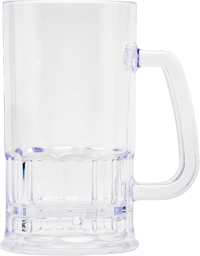 G.E.T. Shatter-Resistant Plastic Beer Mug / Stein, 20 Ounce, BPA Free, 00085-1-SAN-CL-EC, Pack of 4