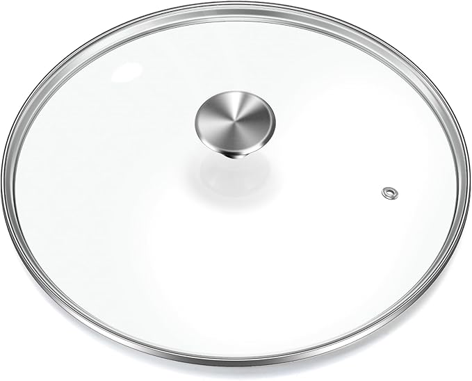13" Glass Lid - Versatile Round Tempered Glass Replacement for 13 inch Frying Pans, Pots, Skillets, Dutch Ovens - Dishwasher Safe and Oven Safe up to 400°- Stainless Steel Knob