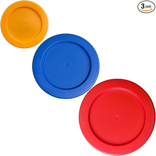 2, 4 & 7 Cup Orange, Blue, Red Replacement Lids/Covers for Pyrex, Anchor Hocking & KlareWare Storage Bowls *Lids Only Glass Container Not Included* (3 Pack *One of Each Size*)