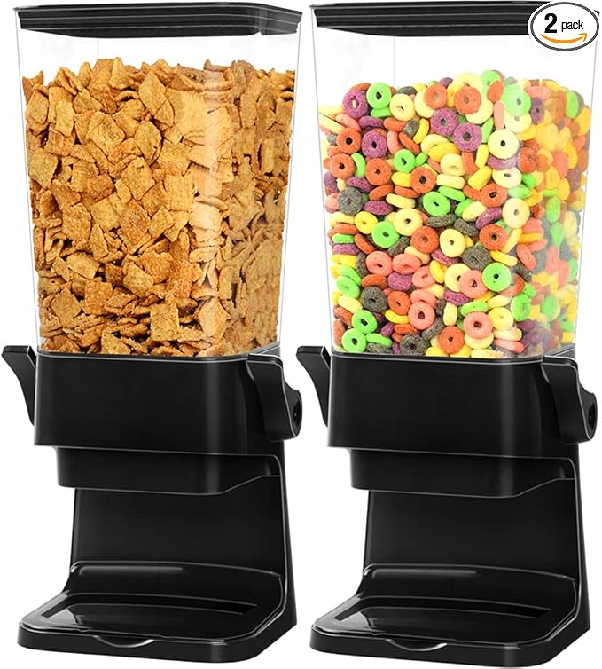Cereal Dispenser Countertop 2 Pack 5.5 Qt Large Cereal Storage Container Holder Dispenser for Pantry Dry Food Snack Nut Candy Dispenser Countertop Kitchen Organization Storage for Oatmeal Granola