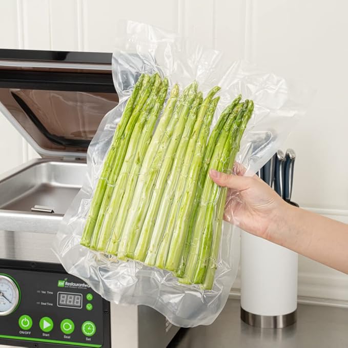 Fresh Hero 16 x 12 Inch Vacuum Sealer Bags, 100 Food Storage Bags - 3 mil Thick, Microwavable, Clear Plastic Sous Vide Bags, Freezable, For Storing Food Or Sous Vide Cooking - Restaurantware