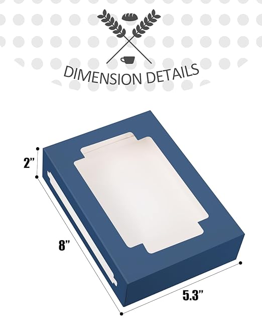 qiqee Blackish Blue Cookie Boxes for Gift Giving 8x5.3x2 inch 24Packs Blackish Blue Bakery Box with Window Treat Box for Donuts Candies and Biscuit