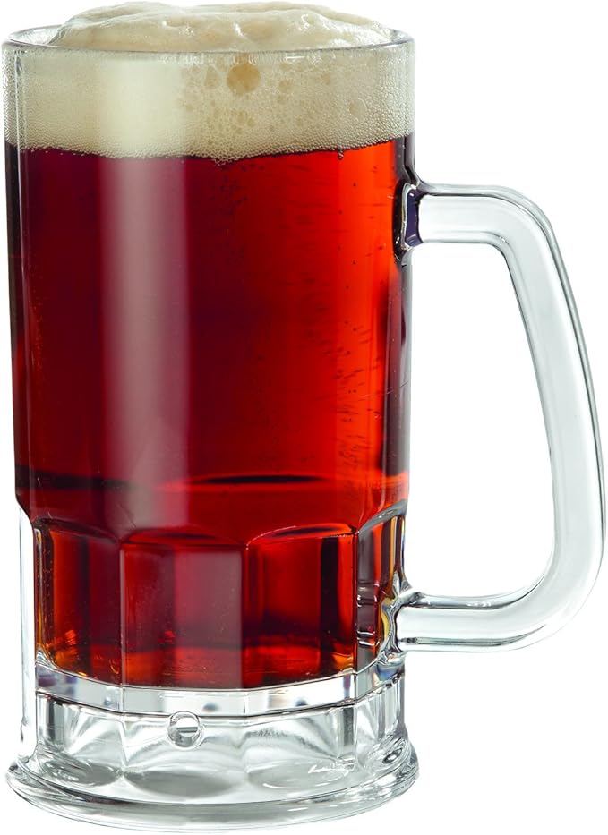 G.E.T. Shatter-Resistant Plastic Beer Mug / Stein, 20 Ounce, BPA Free, 00085-1-SAN-CL-EC, Pack of 4